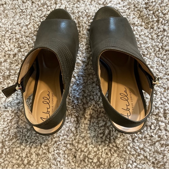 Abella Celia Sandal True Comfort Gray Open Toe Strap Back Heeled Mule 6M - Picture 4 of 6